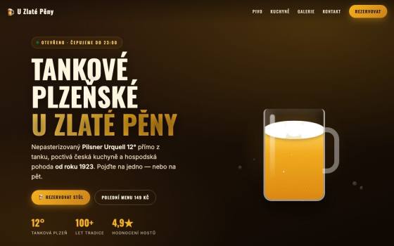 U Zlaté Pěny — web restaurace