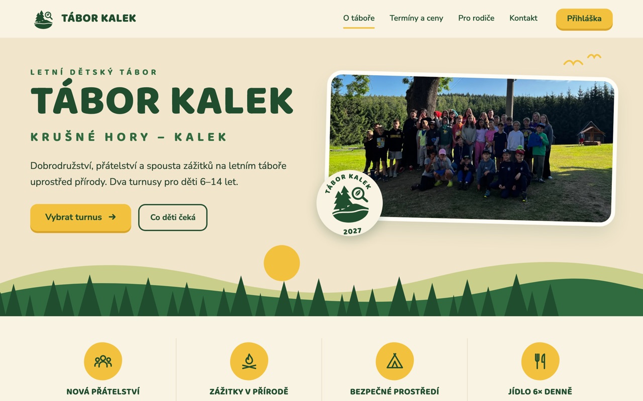 Náhled webu Tábor Kalek