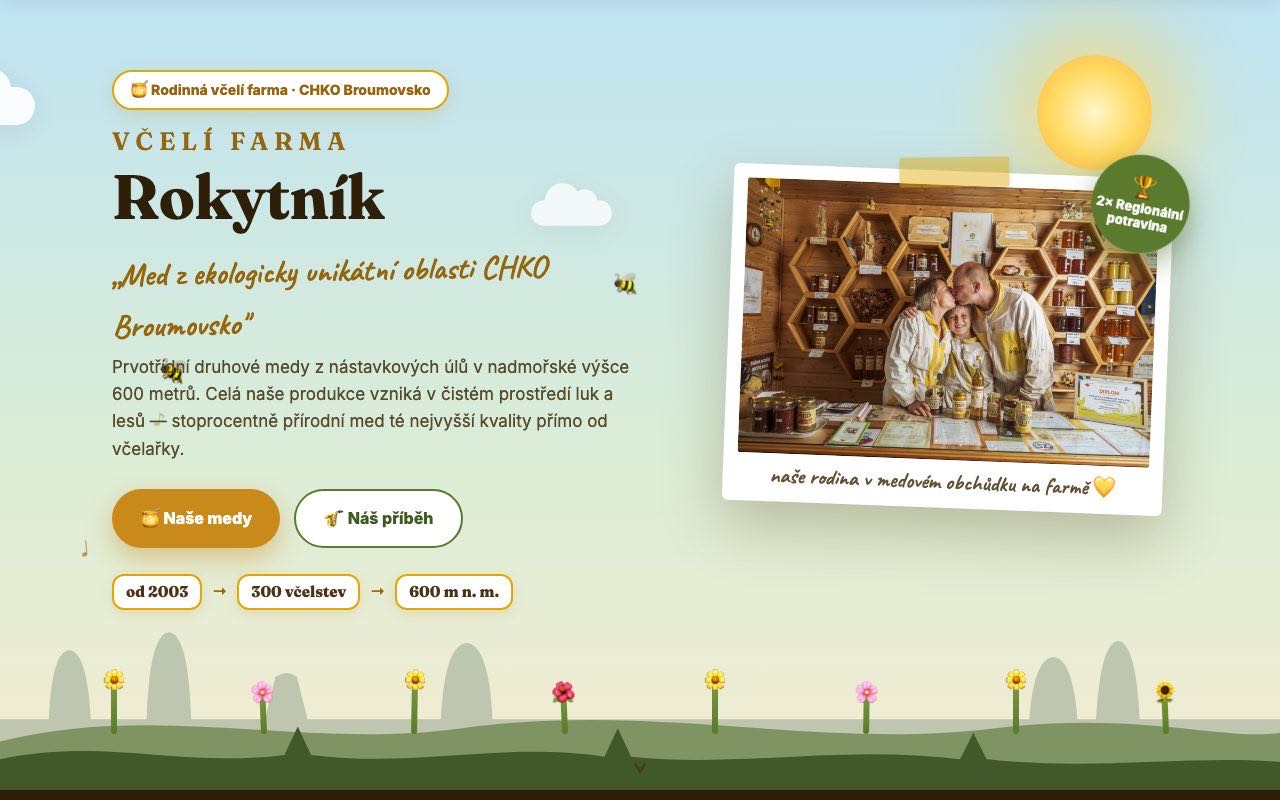 Náhled webu Včelí farma Rokytník